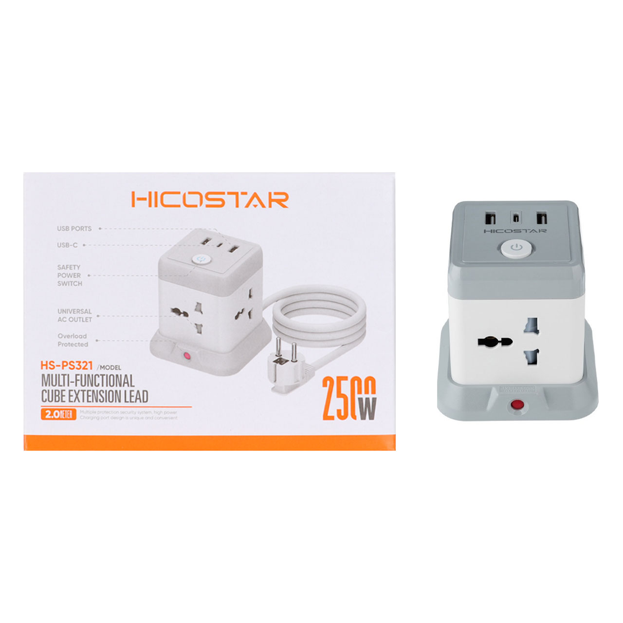 چندراهی برق Hicostar مدل HS-PS321 - سفید